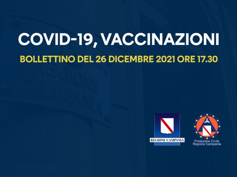 COVID-19, BOLLETTINO VACCINAZIONI DEL 26 DICEMBRE 2021 (ORE 17.30)