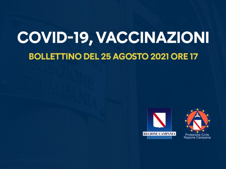COVID-19, BOLLETTINO VACCINAZIONI DEL 25 AGOSTO 2021 (ORE 17)
