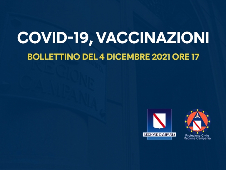 COVID-19, BOLLETTINO VACCINAZIONI DEL 4 DICEMBRE 2021 (ORE 17)