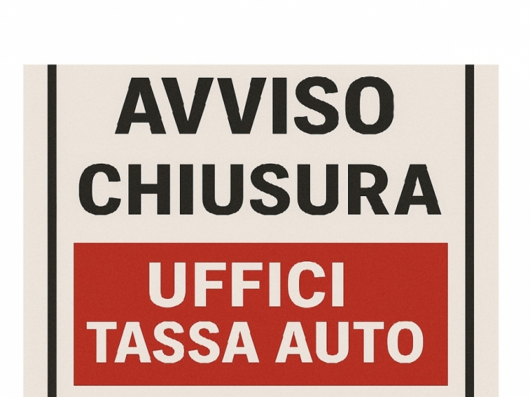 Chiusura al pubblico degli uffici Tassa automobilistica - 30 dicembre 2025 e 2 gennaio 2026