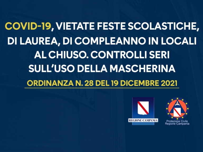 COVID-19, ORDINANZA n. 28 del 19 dicembre 2021
