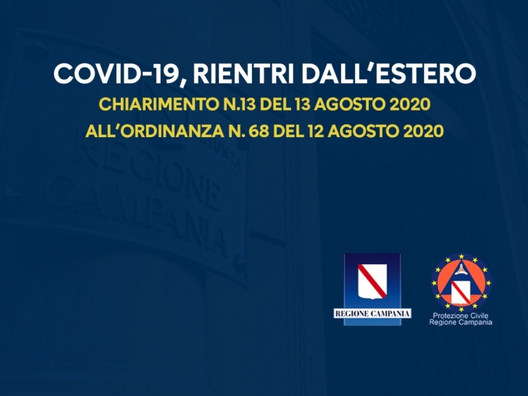 NOTA DELL’UNITÀ DI CRISI SUI RIENTRI IN CAMPANIA - SCARICA CHIARIMENTO E INFORMAZIONI