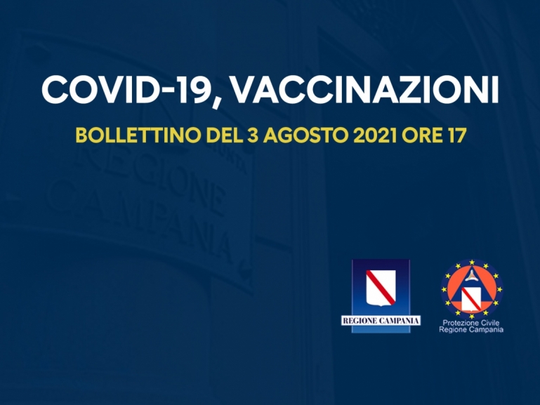 COVID-19, BOLLETTINO VACCINAZIONI DEL 3 AGOSTO 2021 (ORE 17)