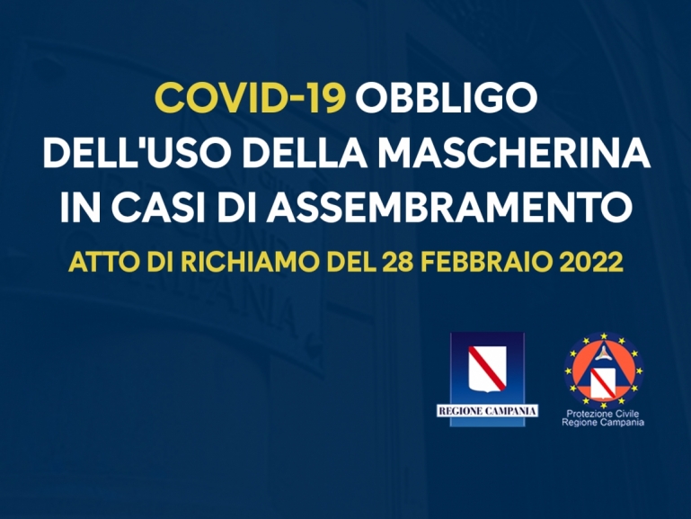 COVID, RIMANE L'OBBLIGO DELL'USO DELLA MASCHERINA IN SITUAZIONI DI ASSEMBRAMENTO