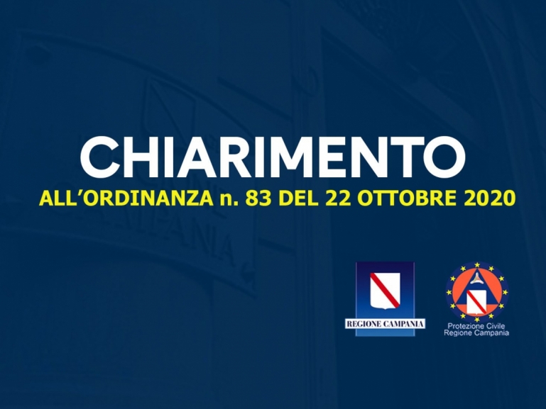 COVID-19, CHIARIMENTO n. 39 ALL'ORDINANZA n. 83