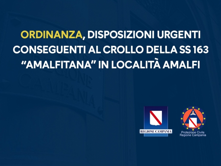 ORDINANZA n. 4/2021: DISPOSIZIONI URGENTI PER CROLLO DELLA SS163 “AMALFITANA”