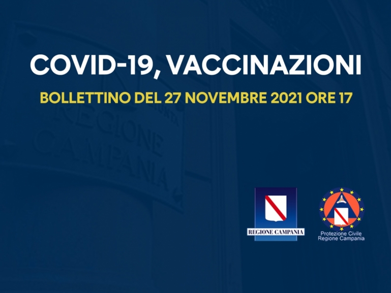 COVID-19, BOLLETTINO VACCINAZIONI DEL 27 NOVEMBRE 2021 (ORE 17)