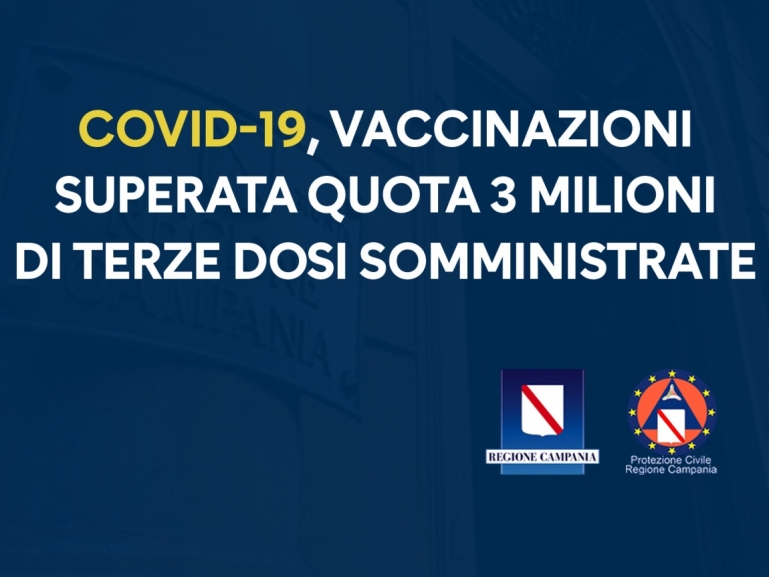 COVID-19, VACCINAZIONI: SUPERATA QUOTA 3 MILIONI DI TERZE DOSI SOMMINISTRATE
