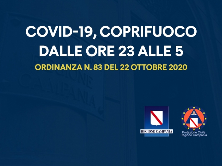 COVID-19, ORDINANZA n.83 DEL 22 OTTOBRE: STOP ATTIVITÀ DALLE 23 ALLE 5 DEL MATTINO