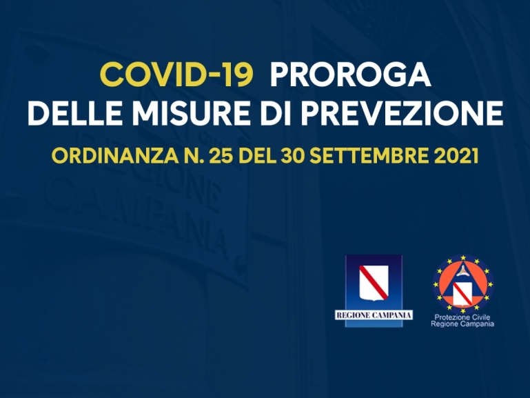 COVID-19, FIRMATA L'ORDINANZA N. 25: PROROGA DELLE MISURE DI PREVEZIONE