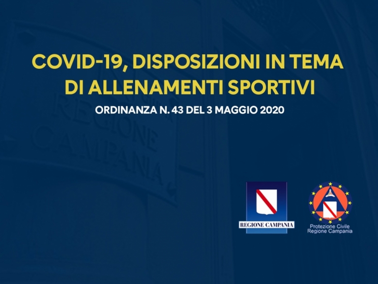 COVID-19, ORDINANZA N.43 DEL 3 MAGGIO 2020 (DISPOSIZIONI ALLENAMENTI SPORTIVI)