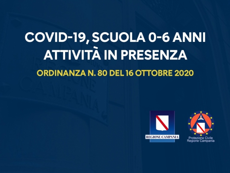 COVID-19, ORDINANZA n.80: CONSENTITA ATTIVITÀ IN PRESENZA SCUOLE 0-6 ANNI