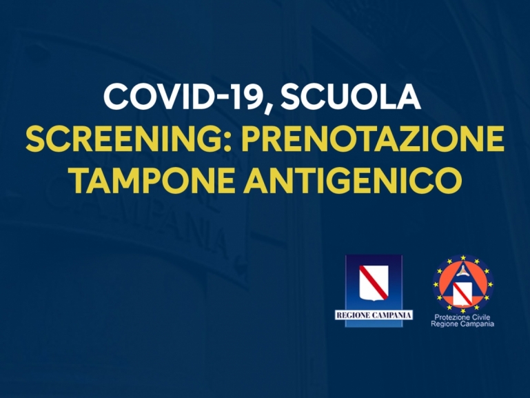 COVID-19, SCREENING-SCUOLA: PRENOTAZIONE TAMPONE ANTIGENICO