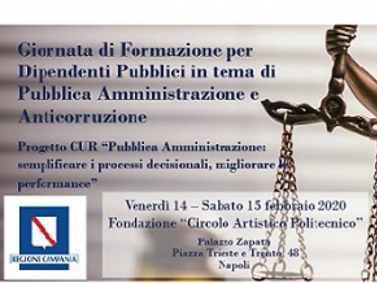 Giornata di Formazione per Dipendenti pubblici in tema di Pubblica Amministrazione e Anticorruzione
