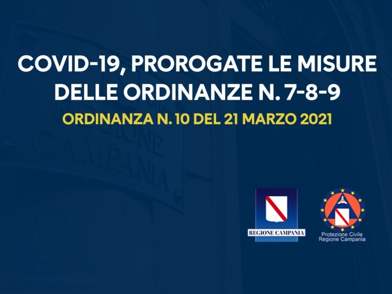 COVID-19, ORDINANZA N. 10: CONFERMATE ORDINANZE n.7-8-9. MISURE PROROGATE AL 5 APRILE 2021