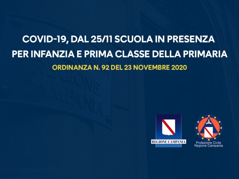 COVID-19, SCUOLA IN PRESENZA PER INFANZIA E PRIMA CLASSE PRIMARIA – SCARICA L’ORDINANZA