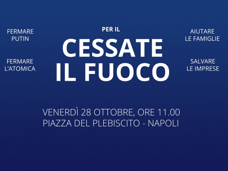 COSTRUIRE LA PACE, VENERDÌ 28 OTTOBRE (ORE 11) MANIFESTAZIONE A PIAZZA DEL PLEBISCITO A NAPOLI