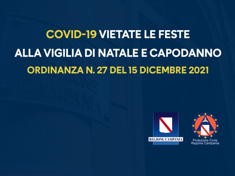 COVID-19, ORDINANZA N. 27 DEL 15 DICEMBRE 2021