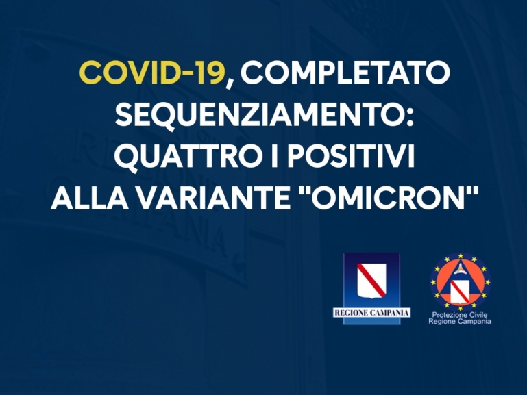 COVID-19, COMPLETATO SEQUENZIAMENTO: QUATTRO I POSITIVI ALLA VARIANTE "OMICRON"