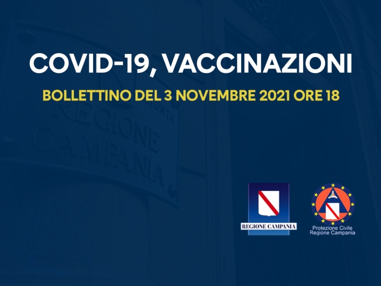 COVID-19, BOLLETTINO VACCINAZIONI DEL 3 NOVEMBRE 2021 (ORE 18)