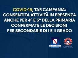 PRONUNCIAMENTO DEL TAR CAMPANIA: CONSENTITA ATTIVITÀ IN PRESENZA ANCHE PER LE CLASSI 4° e 5° DELLA PRIMARIA. CONFERMATE LE DECISIONI RELATIVE ALLE SECONDARIE DI I e II GRADO