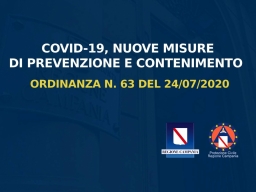 COVID-19, ORDINANZA n.63 del 24/07/2020