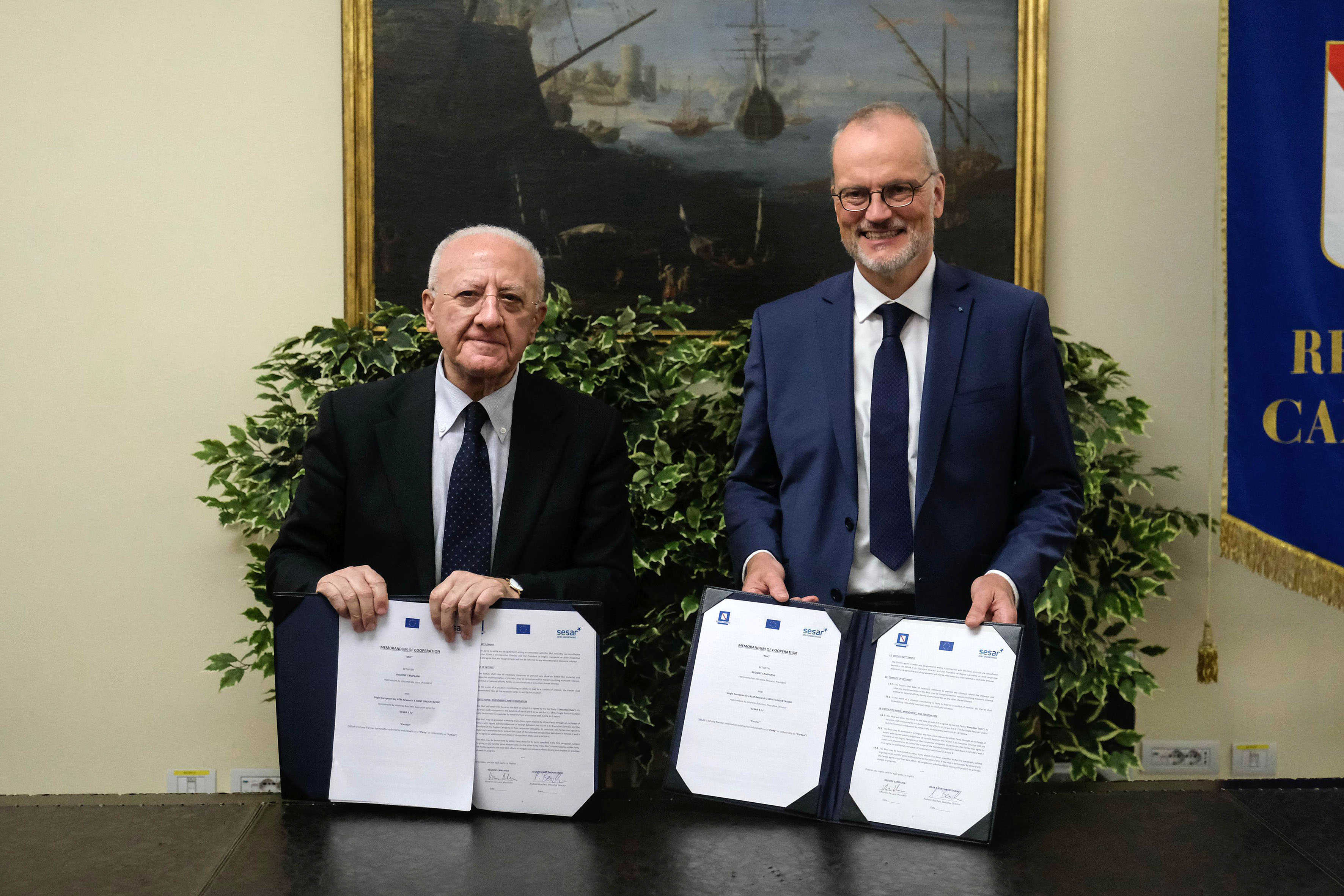 Sottoscrizione del Memorandum di Cooperazione tra la Regione Campania e la SESAR Joint Undertaking