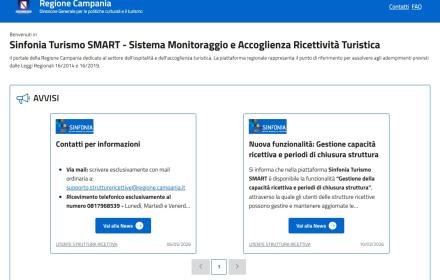 Schermata del portale Sinfonia Turismo SMART